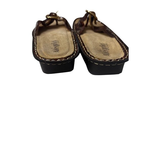 Alegria Brown Croc-Embossed Leather Sandals Womens Size 9.5-10 With Buckle Detai - Picture 5 of 8